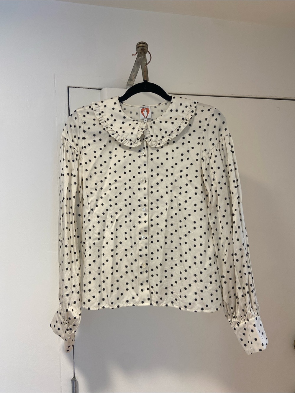 Shrimps Wide Collar Dot Blouse